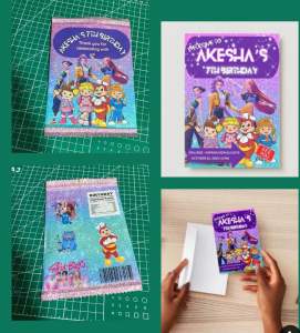 25pcs Custom Birthday Set: Jollibee × K-Pop Demon Hunter Theme | Chipbags + Invitations