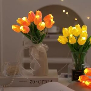 10 Chiếc Dạ Quang Hoa Tulip LED Đèn Ngủ DIY Thủ Công Hoa Đèn Bó Hoa Cô Dâu Giáng Sinh Năm Mới Không Khí Chiếu Sáng Mới Lạ Trang Trí