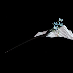 New Chinese Style Black Ebony Hairpin Handmade Bead Flower Womens Pinned up Hair Accessory Retro Cheongsam Tea Costume Hair Ornament