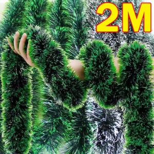 10Pcs Christmas Green Cane Ribbons Garland / DIY Xmas Tree Ornaments Cane / Snowy Green Tinsel Garland for Indoor Window Decor