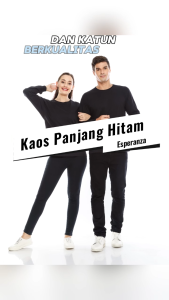 Esperanza Kaos Polos Lengan Panjang Cotton Combed 30s TPJ Hitam Wanita Pria