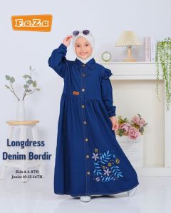 Faza Gamis Denim Anak Perempuan Long Dress Jeans Bordir 4-13th