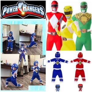 Costume Power Ranger Set Shirt Pants Mask Cosplay