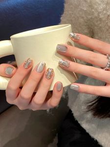 Buccellati Wearable Nail Tips Short And Long Green Shiny High-End White Enhancing Nail Art Finished Product Nail Tips