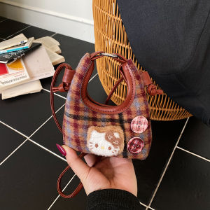 Fashion Plaid Woollen Handbag