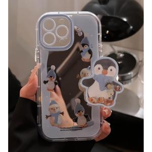 Blue Penguin Cartoon Phone Case Fresh Style Compatible with iPhone 16 15 pro Max Huawei Pura70 Mate70 Couples Soft Shell Protection