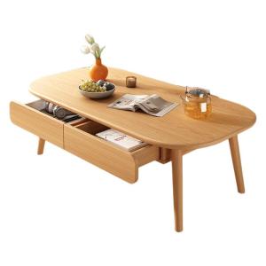 Simple Creative Small Table Living Room Home Use New 2025 Solid Wood Leg Coffee Table Eco Board Storage Space No Wheels