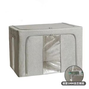 Thickened Large Size Cotton Linen Foldable Storage Box Home Use Dustproof Storage Basket for Quilt And Clothes Organization