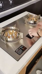 CHRIS OPAICN Timing Gas Stove Stainless Steel Gas Hob 2 Burner Desktop Embedded Liquefied Gas Cooker Household Kitchen Cooktop 双边定时燃气灶