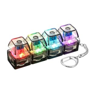 Carry-On Stress Relief Toy 3Keys DIY Finger Keyboard Key Chain Transparent Shaft Keyboard Caps for Bag Pendant Ideal Gift Amagi