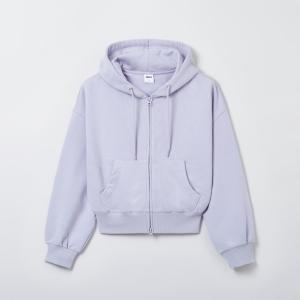 SPAO Autumn Ladies Short Thin Fleece Casual Sports Hoodie Jacket Drawstring Top Korean Style Long Sleeve Zipper Pure Color