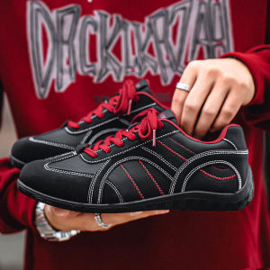 Retro Genuine Leather Mens Shoes Fall 2025 New Style Racing Casual Sneakers Comfortable Breathable Low Top round Toe