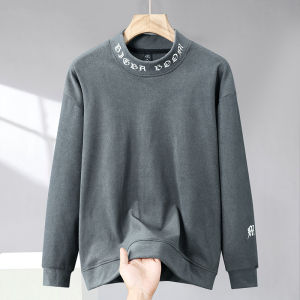 Áo Thun Nam Tay Dài Ấm Áp Mùa Đông Lót Lông Cừu Hai Mặt Cỡ Lớn Cổ Cao Mặc Trong Ngoài Trời Thường Ngày