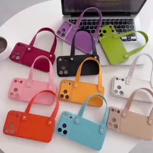 szhaiyu | For iPhone 18 Pro Max 17 16 15 14 Pro PU Leather Plain Color Phone Case With Wrist Strap Shockproof Portable Practical Cover