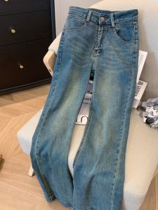 American Style Retro Straight Leg Jeans High Waist Slimming Wide Leg Micro Flared Pants for Women Spring Autumn New Arrival