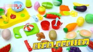 【With Basket】Kids Cutting Fruit and Vegetable Toys Kitchen Food Toy Set for Girls Pretend Play Gifts for Children