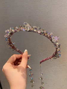 เครื่องประดับผมสไตล์ฝรั่งเศสหรูหราพร้อมโบว์คริสตัลดอกไม้ เครื่องประดับผมสไตล์นางฟ้าขนาดเล็ก สไตล์เกาหลี ประดับผมสุดเก๋