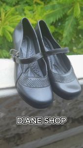 SHUTA Womens stylish black shoes 3CM high heel black shoes rubber non-slip sole comfortable black student shoes suitable for work attire all seasons 085523