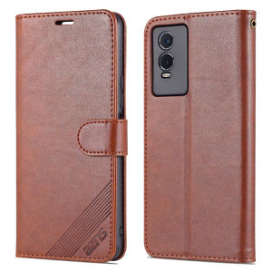 Full Cover Flip Cover Style Vivo Y76s Phone Case Protective Wallet Type Shell for Men And Women Anti-Fall Leather Material
