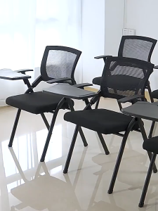 Foldable Training Chair with Writing Board Breathable Mesh High‑Resilience Thick Sponge Portable Conference Office Chair for School College Classroom Meeting