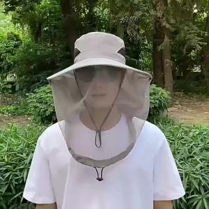 EELHOE | New Outdoor Fisherman Hat Wide Brim Bucket Hat Mosquito Hat With Mesh Repellent  Bee Protection Men Sunscreen Fishing CapAcc