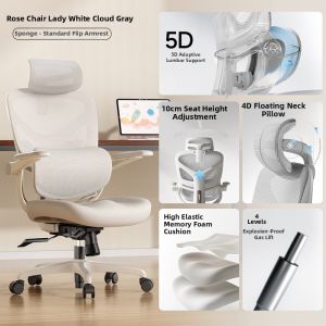 Ergonomic Rose Chair for Female Home Office and Gaming