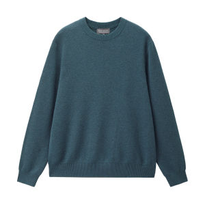 Giordano Mens Knitted Wool Blend Sweater round Neck Solid Color Soft Comfortable Long Sleeve Winter Fashion Casual Wear