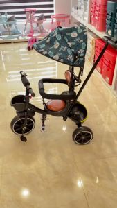 [Freeship] Xe đẩy 3 bánh có cán đẩy mái che khung thép chắc chắn cho bé bh 6 tháng