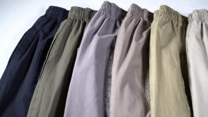 PLOVER Cotton Cargo Pants Work Loose Slack Long Track Pants Straight Fit Plus Size Mens Jogging Pants Multi Pocket Cargo Pants