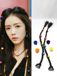 Color Beaded Handmade Twist Braid Finished Hair Rope Tibetan Ethnic Style Wig Braid Hair Band Small Travel Racket Hair Accessories