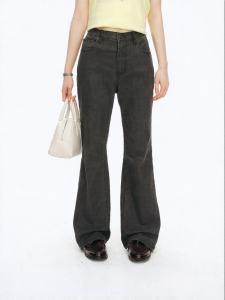 JNXS | Versatile Commuting Slant Washed Bell Bottom Jeans