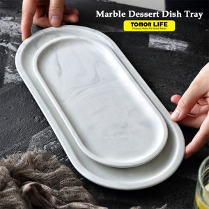 Tomor Life Ceramics White Marble Storage Ellipse Fruit Tray Creative dessert Dish Brekfast tray