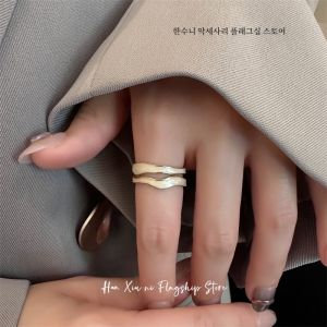 HANXIUNI | Elegant White Mother-of-pearl Enamel Double Layer Fashion French Style Ring
