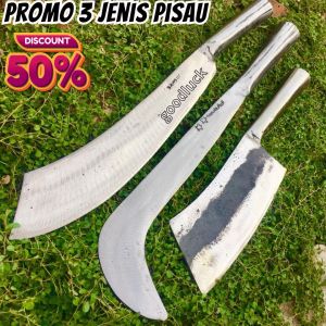 Paket Isi 3 Pisau/Promo Bendo Iras/Promo Golok/Promo Pisau Cacah Daging/Pisau Kupas Kelapa/Bendo iras/Golok pemotong ranting/Alat berkebun/Alat berladang/Paket Hemat/Pisau Serbaguna