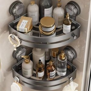 Washroom Suction Cup Without Punching Triangular Storage Shelf Bathroom Toilet Corner Towel Shower Gel Storage Rack