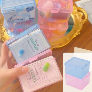Transparent Rectangular Pink Fine Glitter Storage Box Simple Flip Lid Dust-proof Case For Photo Playing Cards Household Sundry Sorting box