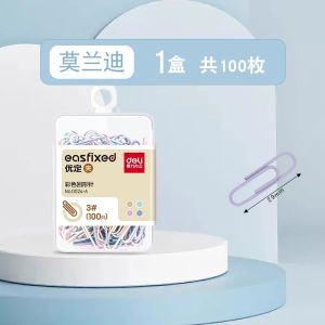 Deli Metal Office Supplies Paper Clips Electroplated Thickened Curly Clips Colorful Paper Clips Combination of Three Pins