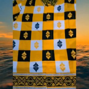 Baju batik pria dewasa setelan sarung celana batik wisanggeni solo full furing motif kotak kuning