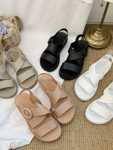 Fashionable Womens Sandals Flat Shoes Outdoor Wearable Slip-On Flats Casual Low Heel PVC Upgraded Version 2025 New Model