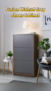 Rak Kasut Almari kasut fasion DIY Required _ SAMPOINT _ 2 Tier Trendy Shoe Cabinet Color : Beige White & Columbia Grey _ 12 Pairs Shoe _ 3 Tier Trendy Shoe Cabinet : Color Beige White & Columbia Grey _ 18 Pairs Shoe