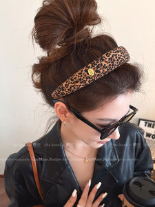 Retro Leopard Print Hairband Womens High Hairline Pressed Hair Headband Versatile High-End Hair Accessories New 2025 Model