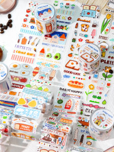 Sweet Dessert Design Synthetic Paper Sparkling Sand Die-Cut Tape Decorative Scrapbooking Stickers Ins Style Childrens Material Decals