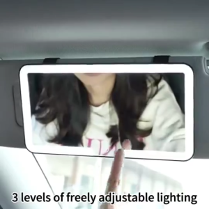 Car Interior Makeup Mirrors Touch Screen Adjustable Brightness Sun-shading Cosmetic Mirror