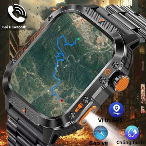 Đồng Hồ Thông Minh GPS Mới 2025 Dành Cho Nam Với Đèn Pin La Bàn Gọi Bluetooth Chống Nước 30M Tương Thích Android Và IOS Theo Dõi Sức Khỏe Đo Nhịp Tim