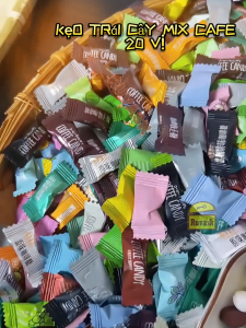 Kẹo Ngậm Trái Cây Cà Phê Không Đường Mix 20 Vị 500 Viên- Kẹo Cafe Pamiriter Hoa Quả Đài Loan - Bánh Kẹo Tết 2025 Ruvask