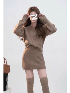 Bộ Áo Len Và Váy Phong Cách Nước Hoa Nhỏ Thời Trang Đầu Xuân Cho Nữ Bộ Váy Ngắn Hai Mảnh Bằng Cotton Thời Trang