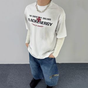 Arthur Jester Letter Print Short Sleeve round Neck Cotton T-Shirt Street Style Summer Fashion Casual Wear for Young Men