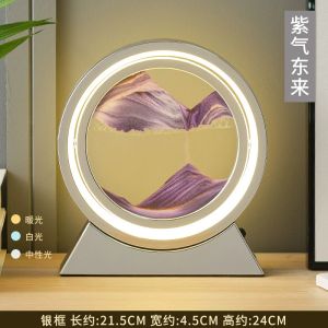 Creative Retro Hourglass Table Lamp Craft Quicksand 3D Natural Landscape Flowing Sand Picture Moving Hourglass Night Lamp Home Decorations