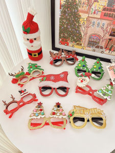 Adorable Christmas Decorations Childrens Props Santa Claus Glasses Frame Deer Antlers Gift for Little Kids Festive Accessories