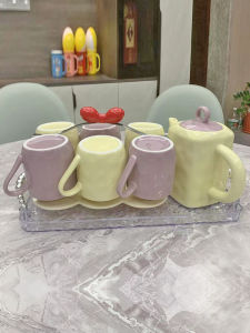 Luxury Ceramic Water Cup Set for Living Room Guest Tea Cup Tea Set Moving New Home Water Utensils Cup Set North Europe Style